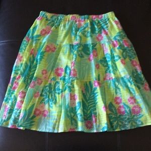 Floral palm Lilly Pulitzer Tiered skirt Sz small
